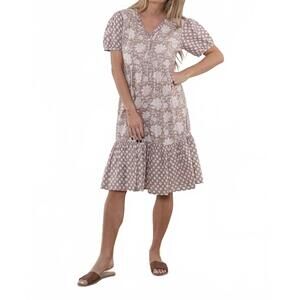 NEW CIENNA carnation button dress in taupe